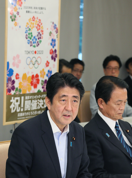 安倍总理在总理大臣官邸召开了第二次“有关东京申办第32届奥运会及第16届残奥会的阁僚会议”。