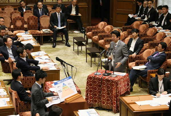 安倍总理出席了众议院决算行政监视委员会。