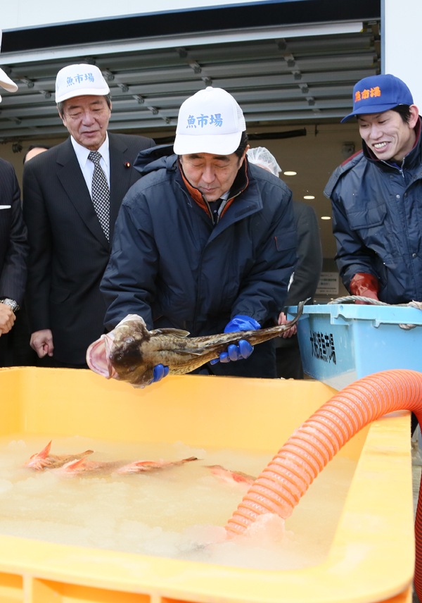 安倍总理为把握东日本大地震灾害的复兴情况，访问了岩手县和宫城县。