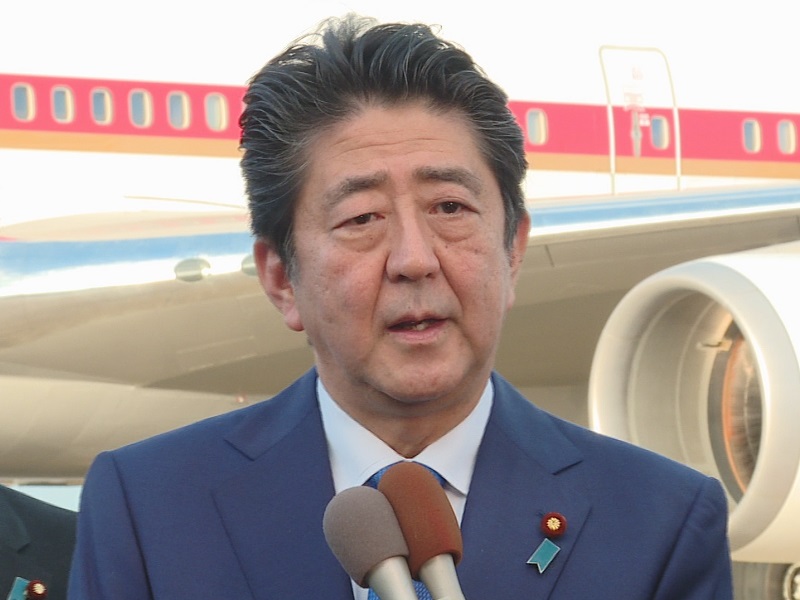 安倍总理在东京国际机场（羽田机场）举行了关于访问美国的记者会。