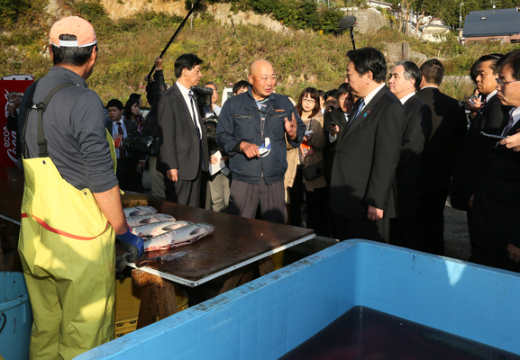 为了掌握东日本大地震受灾情况，野田总理访问了岩手县。